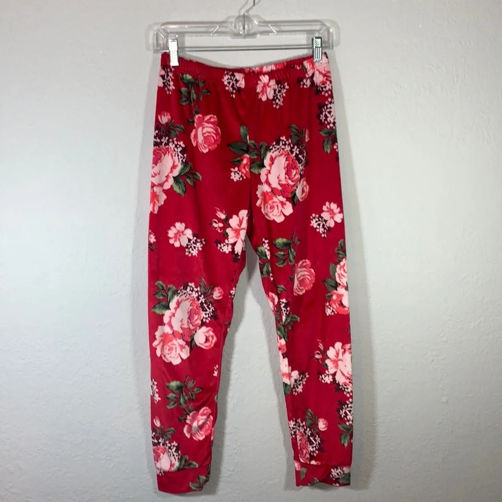 The Children’s Place Red Rose Velvet Velour Pants Elastic Waist Girls Size XL